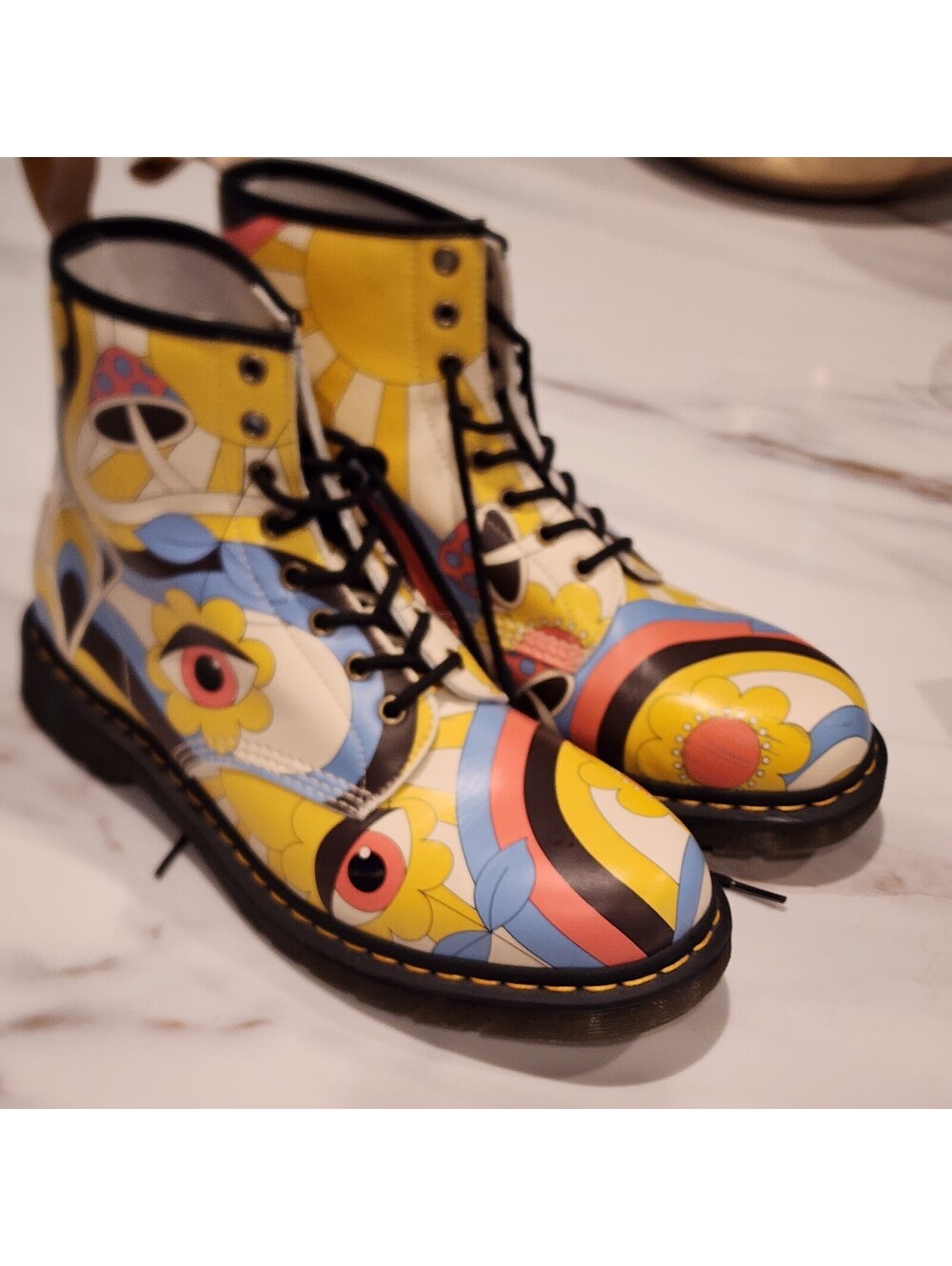 Rare Dr. Martens Vegan 1460 Retro Ray Kemble Psychedelic Boots Men’s 11 - Picture 9 of 12